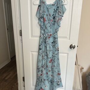Roz & Ali Floral Print Maxi Dress in Blue and Red